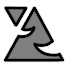 My icon, which is a small black triangle, and a larger black triangle, with some cone shapes digging into it.