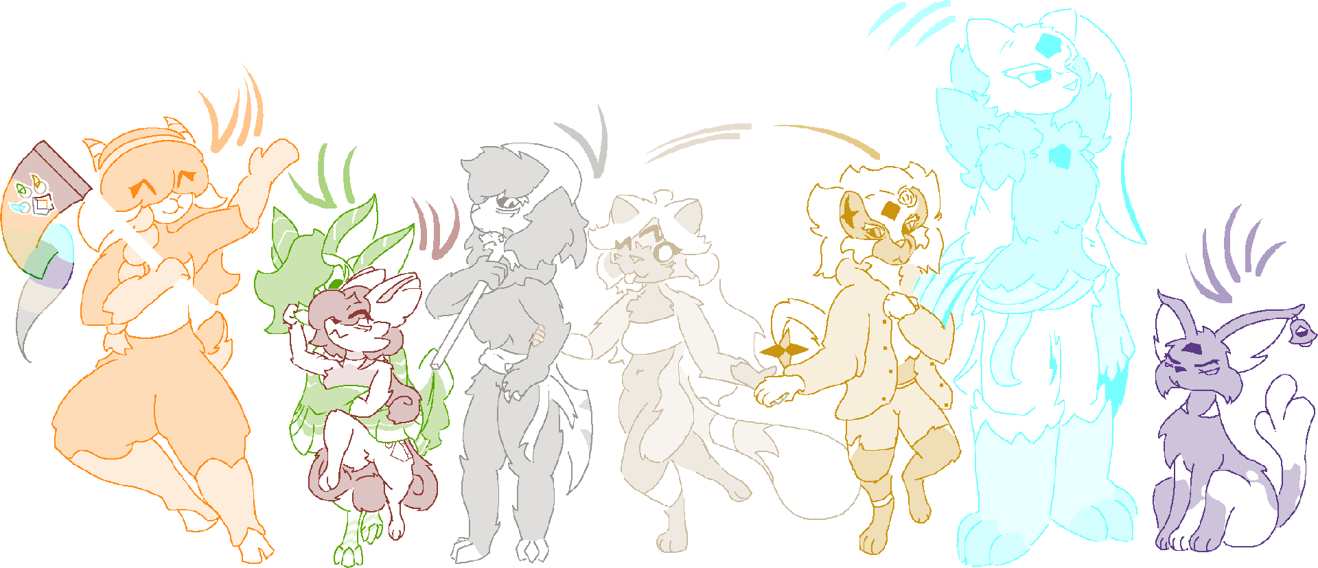 Drawings of us eight sisters, from left to right: Rally, Nisky, Pachi, Sue, Tesm, Rasy, Sneba, Sirem