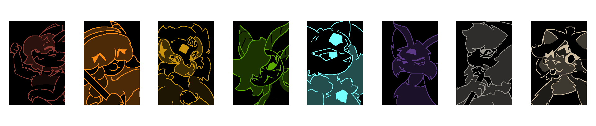 Drawings of us eight sisters, from left to right: Nisky, Rally, Rasy, Pachi, Sneba, Em, Sue-Zoe, Tesm